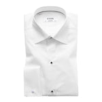 Skjorte - White Satin Striped Evening Shirt Contemporary fit