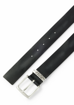 Belte - Leather Belt With Metal Logo Keeper Black
