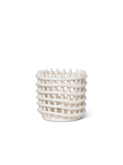 Kurv - Ceramic Basket Small Off White