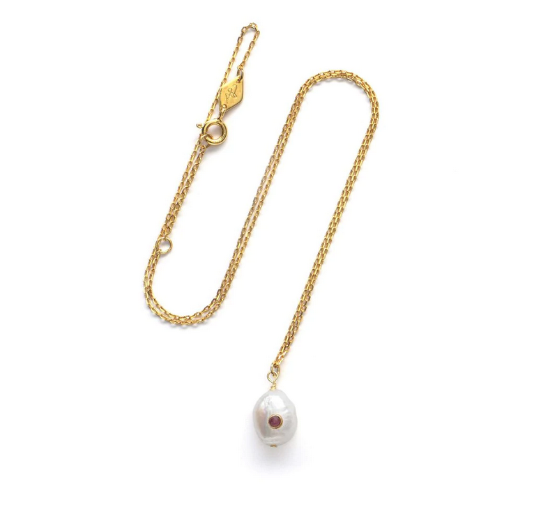 Halskjede - Baroque Pearl Necklace Ruby