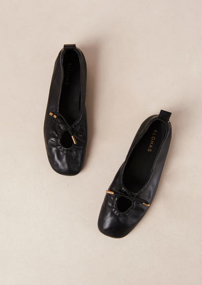 Ballerinasko - Rosalind Black Leather Ballet Flats