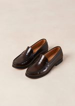 Loafers - Rivet Brushed Coffee Brown Leather Loafers