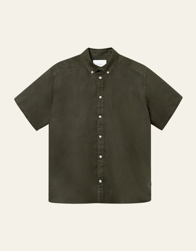 Skjorte - Kris Linen SS Shirt Olive Night