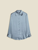 Bluse - Plum Satin Shirt Blue