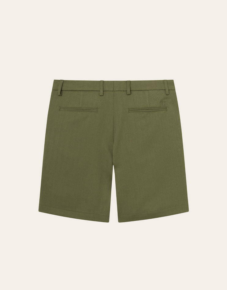 Shorts - Como Reg Herringbone Shorts Surplus Green/Olive Night