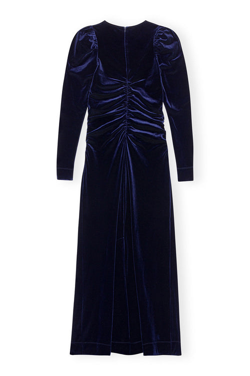 Kjole - Velvet Jersey Gatheed Long Dress Total Eclpise