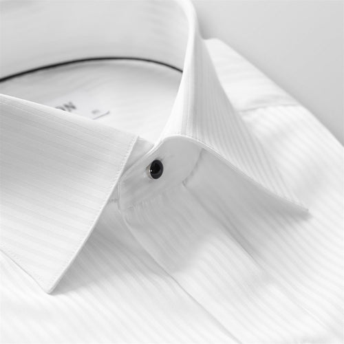 Skjorte - White Satin Striped Evening Shirt Contemporary fit